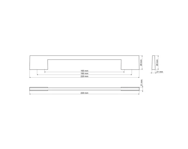 Uchwyt Meblowy UN71, 288-320 mm, inox Uchwyt Meblowy UN71, 288-320 mm, inox