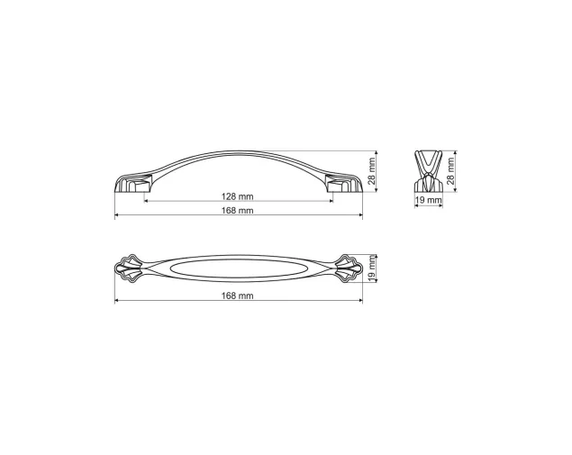 Uchwyt meblowy UR41, 96 mm, stare złoto Uchwyt meblowy UR41, 96 mm, stare złoto