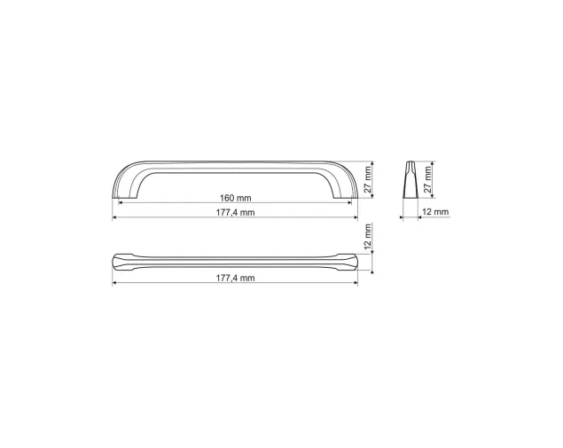 Uchwyt meblowy UU05, 160 mm, biały MAT Uchwyt meblowy UU05, 160 mm, biały MAT