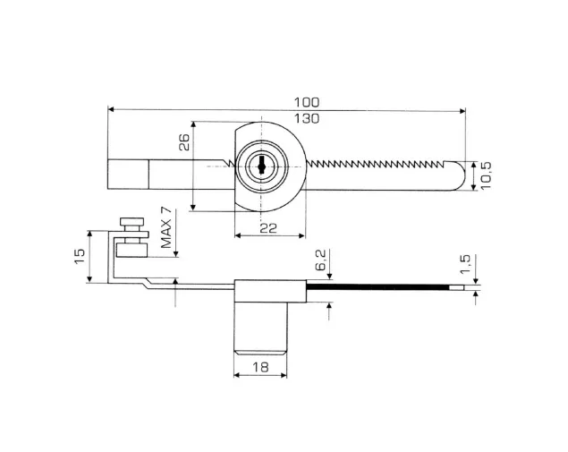 Zamek do drzwi szklanych przesuwanych L-100mm ( Na zamówienie ) Zamek do drzwi szklanych przesuwanych L-100mm ( Na zamówienie )