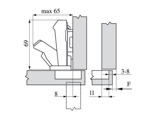 Zawias nakładany 170° CLIP, 71T6550 Zawias nakładany 170° CLIP, 71T6550