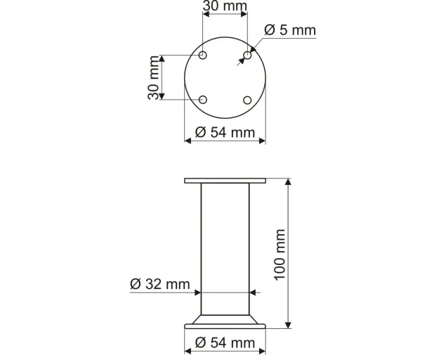 N&oacute;żka aluminiowa - NA10, H-100 mm