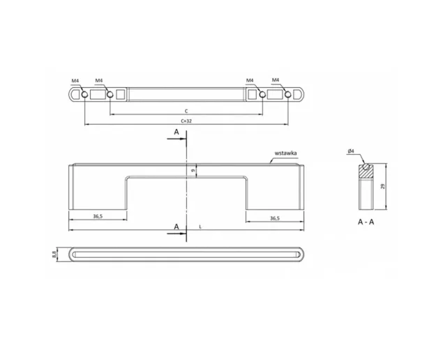 Uchwyt meblowy ASTI, chrom, 288/320 mm Uchwyt meblowy ASTI, chrom, 288/320 mm