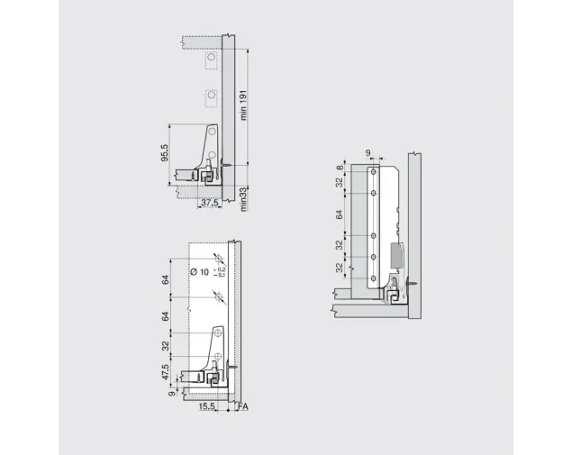 Szuflada TandemBox Antaro L-450, wysoka D, (203 mm), bok M (83.6 mm), reling, szara, blumotion Szuflada TandemBox Antaro L-450, wysoka D, (203 mm), bok M (83.6 mm), reling, szara, blumotion