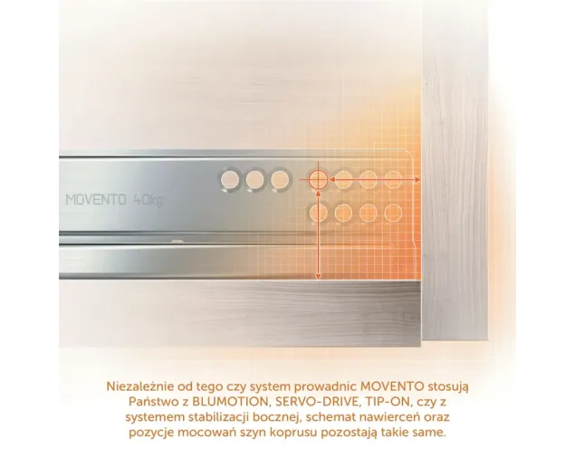 Prowadnica Movento Blumotion S 400 mm, 40kg (kpl)
