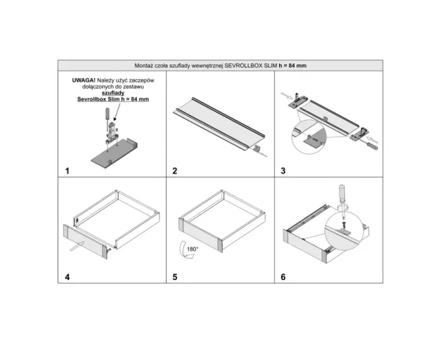 Profil uniwersalny szeroki do szuflady wewnętrznej SEVROLLBOX SLIM, 1080mm, biały