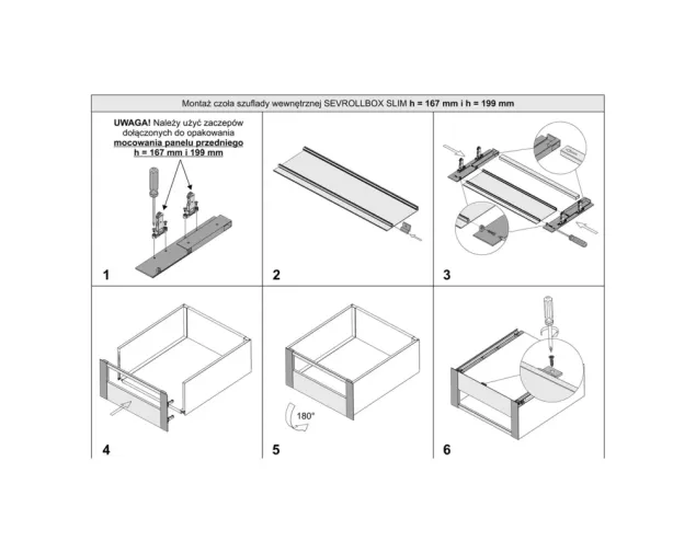 Profil uniwersalny szeroki do szuflady wewnętrznej SEVROLLBOX SLIM, 1080mm, grafit Profil uniwersalny szeroki do szuflady wewnętrznej SEVROLLBOX SLIM, 1080mm, grafit