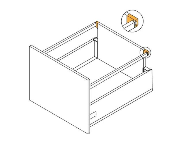 Mocowanie relingu do podwyższonej ścianki tylnej w szufladzie ModernBox (kpl) Mocowanie relingu do podwyższonej ścianki tylnej w szufladzie ModernBox (kpl)