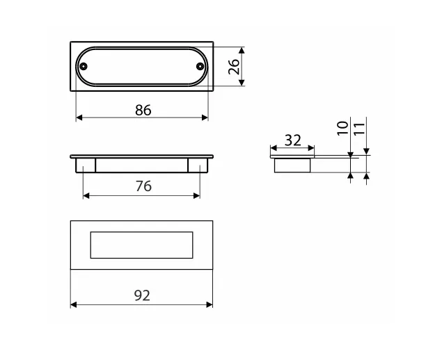 Uchwyt meblowy, wpuszczany MD13, czarny mat Uchwyt meblowy, wpuszczany MD13, czarny mat