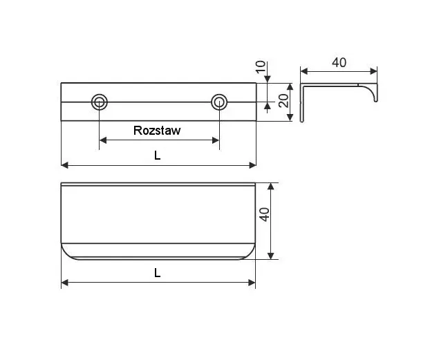 Uchwyt krawędziowy UA68, 60 mm, stal szlifowana