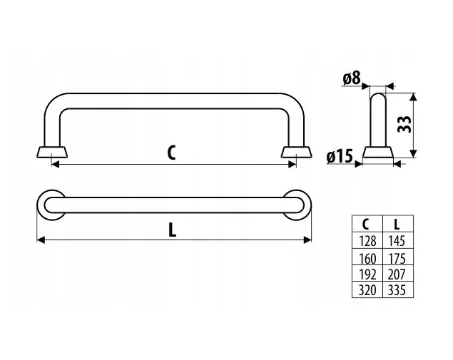 Uchwyt meblowy US18, czarny MAT + złoty MAT, 320mm Uchwyt meblowy US18, czarny MAT + złoty MAT, 320mm