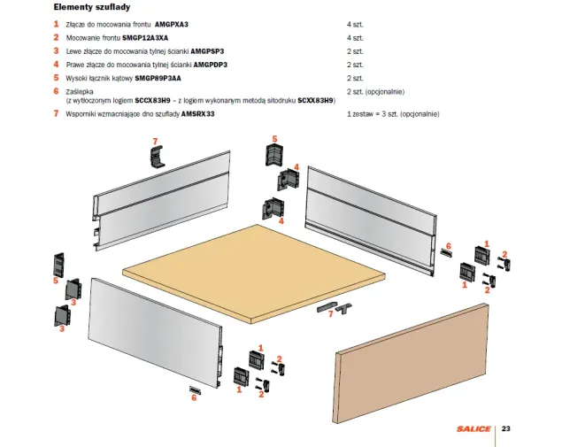 Ścianka boczna szuflady trójściennej LineaBox, 500mm, H-180mm, Titanium, PRAWA Ścianka boczna szuflady trójściennej LineaBox, 500mm, H-180mm, Titanium, PRAWA