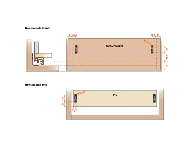Zestaw - Szuflada podpiekarnikowa, dwuścienna LineaBox, 450mm, wys.77mm, Biała Zestaw - Szuflada podpiekarnikowa, dwuścienna LineaBox, 450mm, wys.77mm, Biała
