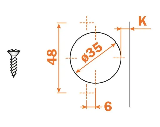 Zawias nakładany do cienkich frontów (od10mm), 105° SERIA 100, C1A6A99 Zawias nakładany do cienkich frontów (od10mm), 105° SERIA 100, C1A6A99