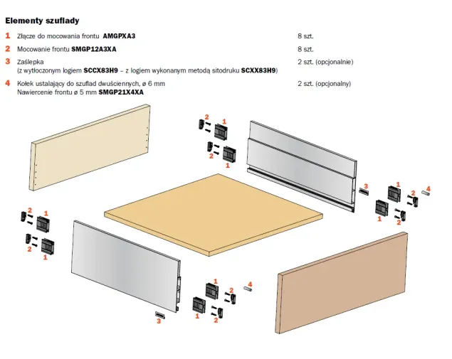 Ścianka boczna szuflady dwuściennej LineaBox, 400mm, H-180mm, Inox Ścianka boczna szuflady dwuściennej LineaBox, 400mm, H-180mm, Inox