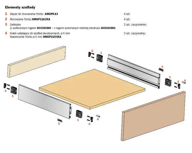 Ścianka boczna szuflady dwuściennej LineaBox, 350mm, H-104mm, Inox Ścianka boczna szuflady dwuściennej LineaBox, 350mm, H-104mm, Inox