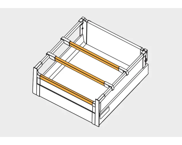 Zestaw do organizacji szuflady wewnętrznej, wysokiej ModernBox (reling+złączki), Szary Zestaw do organizacji szuflady wewnętrznej, wysokiej ModernBox (reling+złączki), Szary