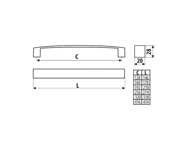 Uchwyt meblowy - UU24, 256 mm, czarny MAT