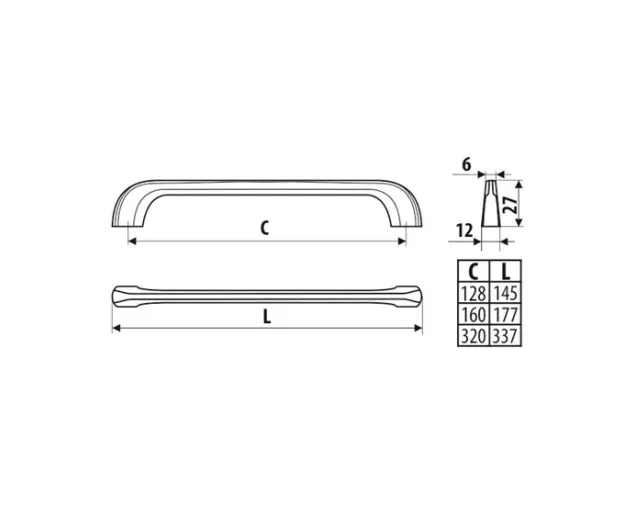 Uchwyt meblowy UU05, 128 mm, stal szlifowana