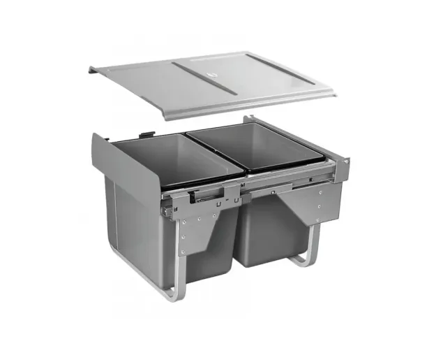 Segregator na śmieci niski 2 x 15 L, do szafki 450mm Segregator na śmieci niski 2 x 15 L, do szafki 450mm