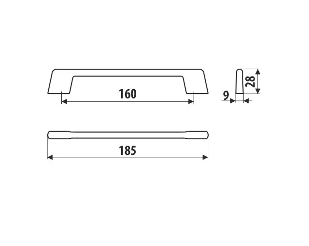 Uchwyt meblowy UU55, 160mm, czarny MAT Uchwyt meblowy UU55, 160mm, czarny MAT