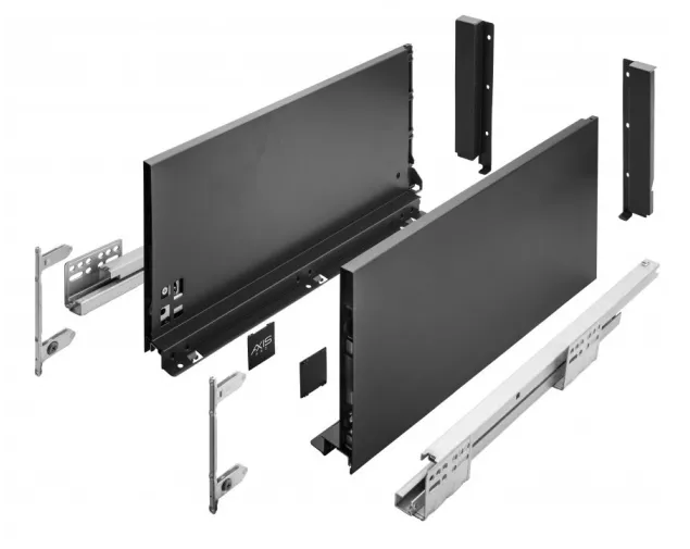 Szuflada AXISPRO, wysoka H-199mm, 400mm, czarny Szuflada AXISPRO, wysoka H-199mm, 400mm, czarny