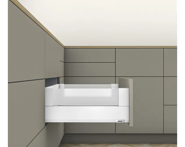 Szuflada MERIVOBOX E 450 40kg WYSOKA + BOXCOVER+SZKŁO SW-M BIAŁA