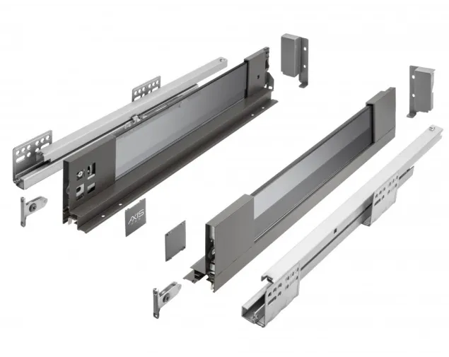 Szuflada AXISPRO, niska H-84mm, 300mm, antracyt, (szklane boki) Szuflada AXISPRO, niska H-84mm, 300mm, antracyt, (szklane boki)