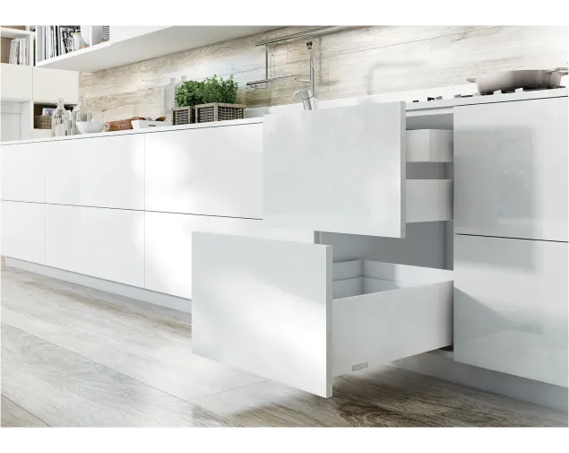 Zestaw - Szuflada podpiekarnikowa, dwuścienna LineaBox, 550mm, wys.77mm, Biała