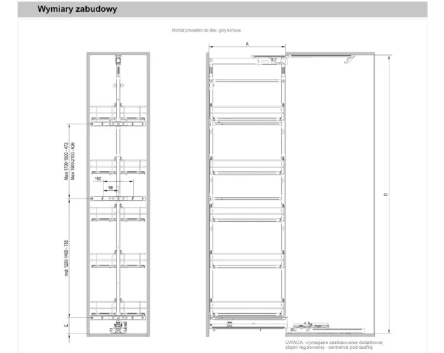 Cargo MAXI DOLNE Maxima PURO 300 mm, 1700-1900 mm, MET/DREWNO DĄB, CZARNY MAT (NA ZAMÓWIENIE) Cargo MAXI DOLNE Maxima PURO 300 mm, 1700-1900 mm, MET/DREWNO DĄB, CZARNY MAT (NA ZAMÓWIENIE)