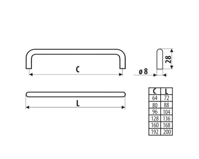 Uchwyt meblowy US10, czarny super mat, 160 mm Uchwyt meblowy US10, czarny super mat, 160 mm