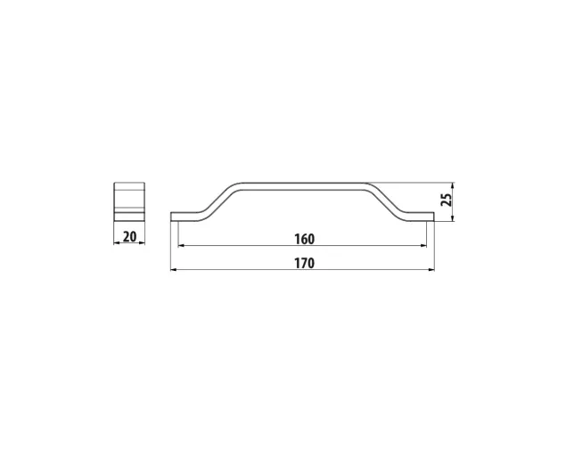 Uchwyt meblowy UA107, 160mm, grafit strukturalny Uchwyt meblowy UA107, 160mm, grafit strukturalny