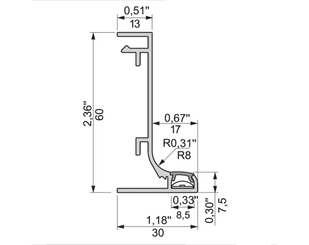 Listwa aluminiowa LED Typ "L", art. 05001535, L-3,5 mb, Czarna C-35