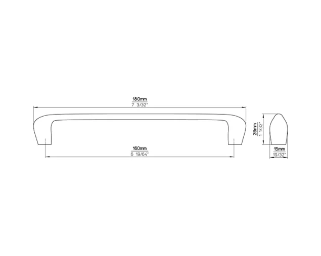 Uchwyt meblowy 2474-180ZN21, 160 mm, Stal szlachetna