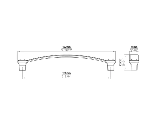 Uchwyt meblowy 1809-142ZN1, 128 mm, Chrom Uchwyt meblowy 1809-142ZN1, 128 mm, Chrom