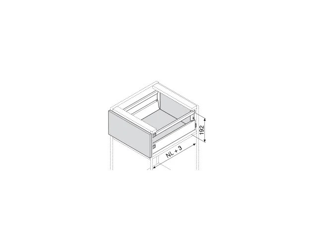 Szuflada TandemBox Antaro L-600mm - wys. C (wys. korp. 192 mm), BOK M (83.6 mm), 65KG, reling, szara, blumotion Szuflada TandemBox Antaro L-600mm - wys. C (wys. korp. 192 mm), BOK M (83.6 mm), 65KG, reling, szara, blumotion