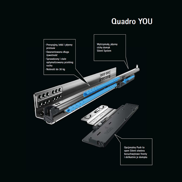 Zestaw prowadnic Quadro YOU z Silent System, 450mm, kpl (L+P) 
