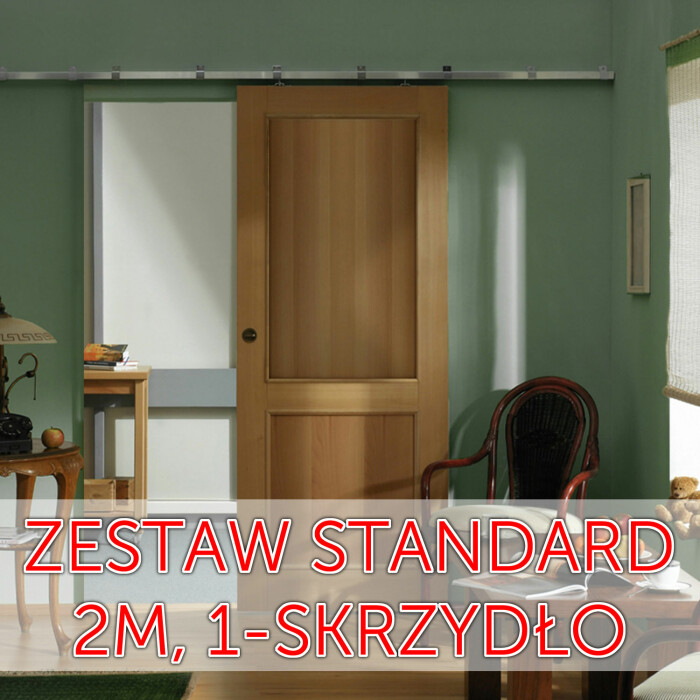 Zestaw okuć STANDARD do drzwi  przejściowych/przesuwnych, 2 m, 1-drzwi