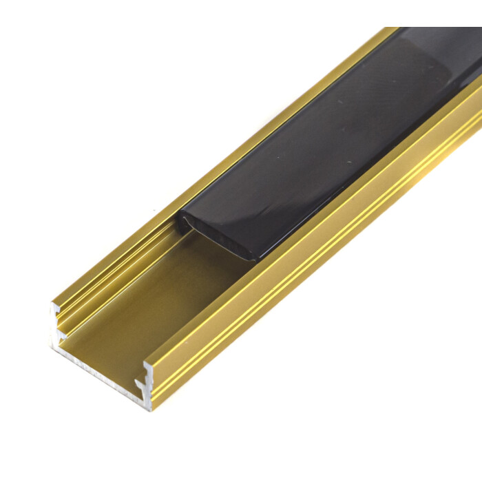Profil LED nawierzchniowy Line Mini, Złoty, 2mb, klosz czarny (na zamówienie)